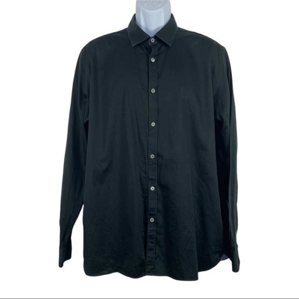 Ted Barker Men’s Shirt Buttons Down Black Sz 7 Buttons Down
